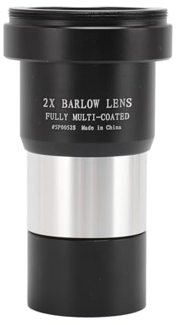 Barlow-Linse 2X 1,25 Zoll, vollständig mehrfach beschichtetes Metall-Teleskop-Okularzubehör, robuste Konstruktion aus Aluminiumlegierung, 2-fache Vergrößerung für verbesserte