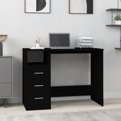 Myheimly Schreibtisch 102x76x50 cm Holzwerkstoff, Bürotisch, Tisch, PC-Tisch, Computertisch, Laptoptisch, Arbeitstisch, Studiertisch Schwarz