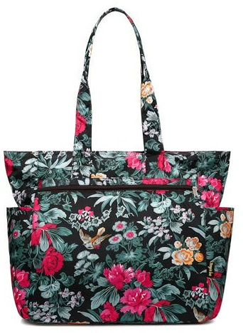 Floral Tote Water-resistant Large Shoulder Bag for Shopping School Work College Yoga Travel Beach Daily Use with Multi Pockets (Floral Whisper)