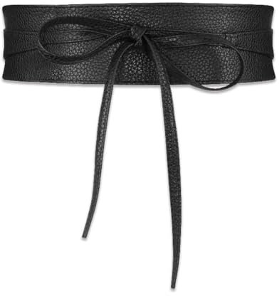 Yurosiay Damen Gürtel 220cm*6.5cm Breite PU-Leder Taillengürtel Damen Schärpe Obi-Gürtel Bindgürtel Bindegürtel Kunstleder Taille Band Vintage Hüftgürtel Stilvolles Accessoire Schwarz