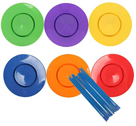 Riiichflowshop Lot de 6 Assiettes de jonglage en Vrac pour Enfants de 2 Ans et Plus Jouet acrobatique Plateau tournant Jouet d'entraînement pour Anniversaire