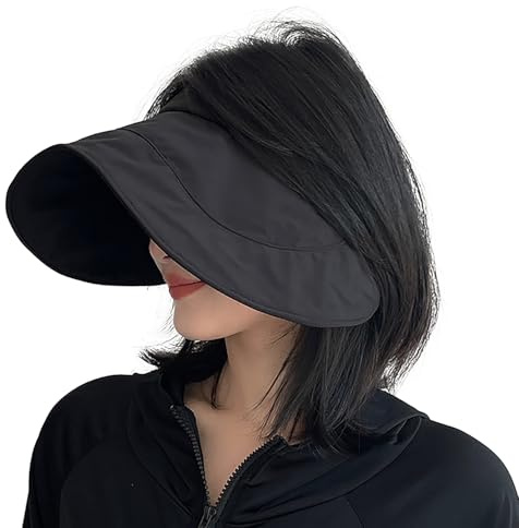 haozaikeji Sun Visor Hat Roll Up Foldable Summer Beach Cap for Women Packable Large Wide Brimmed Hat UPF 50+ Empty Top Golf Tennis Visor Cap for Traveling Vacation