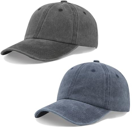 Hatwell 2 Pack Wshed Plain Baseball Cap for Men Women, Gift for Him Her