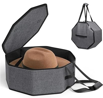 Yallmie Foldable Hat Organizer Box with Handle Decorative Cap Storage Bag, Multifunctional Cap Boxes with Lids for Women and Men, Suitable for Various Types of Hats (Grey)