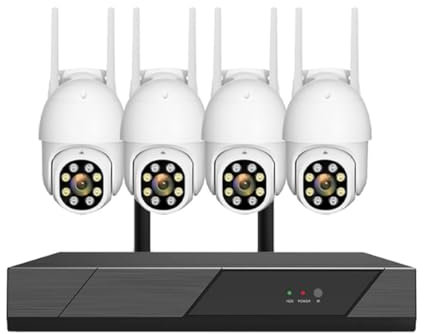 AKAVIG Wireless WiFi PTZ Security Camera System with 4 6MP Cameras and 8CH NVR, Home CCTV NVR Surveillance Kit with Motion Detection, Two-Way Audio