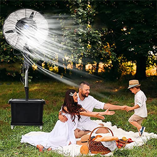 Ventilatore industriale umidificante e rinfrescante, ventilatore a piantana con nebulizzatore ad altezza regolabile, ventilatori da pavimento con oscillazione a 60° con nebulizzatore, 3 impostazioni