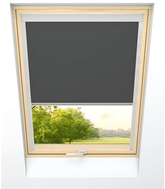 time4blinds - Roof Blind - Width 620mm, Height 812mm - for Velux & for Fakro Windows - Blackout Fabric with Thermal Coating - Aluminium Frame - Easy Fit with Mounting Compatibility - Gray Black