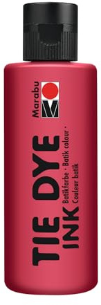 Marabu TIE DYE INK Batikfarbe in Kirschrot, 80 ml Farbe auf Wasserbasis, vegan, strahlende Stofffarbe für helle Textilien bis 20% Kunstfaseranteil, 17300004031