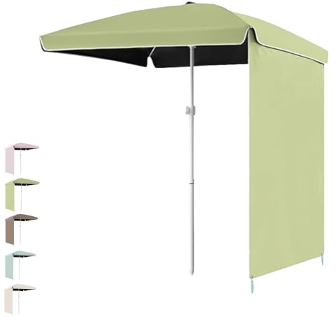 Sombrilla de playa rectangular con pared lateral, protección UV50+, 160 cm, toldo de poliéster impermeable, sombra verde para exteriores
