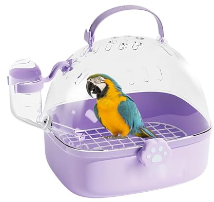 Caja de transporte para pájaros | Caja de transporte para animales pequeños de PVC con botella | Espaciosos utensilios de transporte para pájaros | Para chinchillas, guacamayos, conures, cacatúas