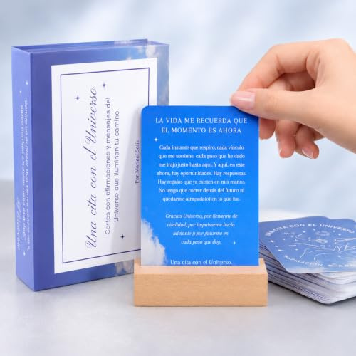 Una cita con el universo Deck de Afirmaciones y Decretos Inspiradores Oráculo de 53 Cartas con Mensajes positivos para manifestar Magia y Bienestar Edición Azul divino