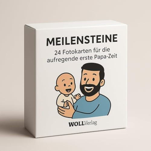 24 Fotokarten für die aufregende erste Papa-Zeit I humorvolle Meilensteinkarten für frischgebackene Väter I Geschenkidee zur Geburt oder Babyparty I Erinnerungen & Baby-Momente liebevoll festhalten