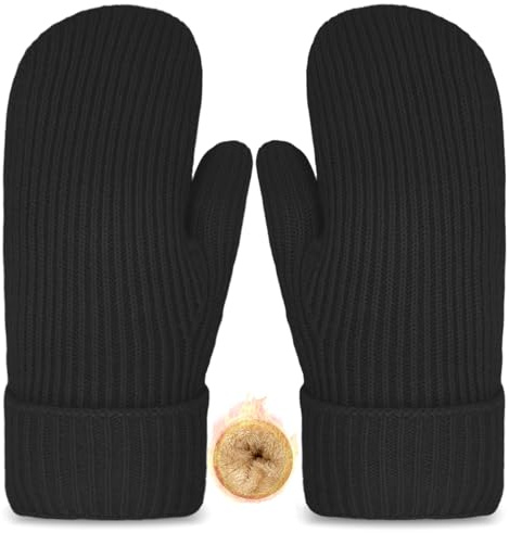 Celblisora 1 Par de manoplas de invierno, guantes para mujer, forro térmico de vellón cálido, tejido grueso, suave, cómodo, manoplas de lana, regalos para clima frío