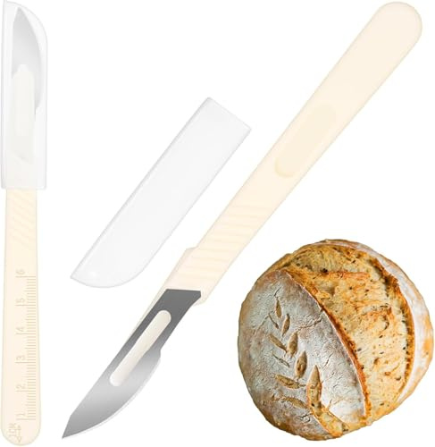 ZPTEE 7 Pcs Bread Lame, Bread Scoring Knives for Sourdough&Artisan Loaves | 0.3 mm Stainless Blades, Non-Slip Handles & 6 cm Scale for Clean Scoring on Sourdough, Baguettes, Brioche & Pastries