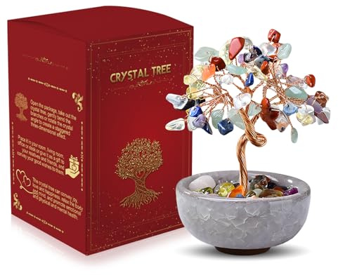 Crystal Tree,Chakra Tree,Crystal Tree of Life,Tree of Life Gifts for Womens | Gemstone Tree with Ceramic Flower Pot, Fengshui Ornament for Home Office Room House, Gift for Christmas