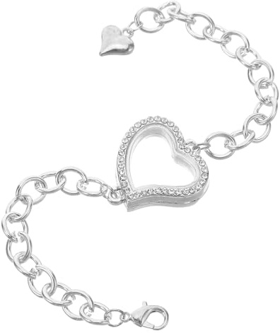DEARMAMY Braccialetto Fotografico Regolabile Con Medaglione a Forma Di Cuore in Lega Con Cristalli Gioiello Commemorativo Per Donne Mamme Anniversari Festa Della Mamma