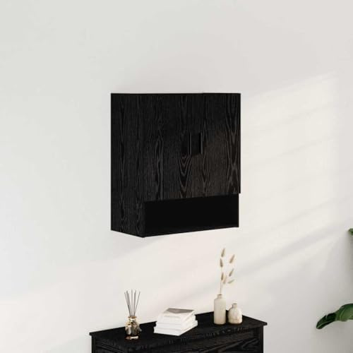 XHNIFBN Wandhaushaltsschrank Schwarz Eiche 60 x 31 x 70 cm Einrichtung mit 3 Regalen Modernes platzsparendes Design für Wohnzimmer Büro Flur