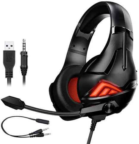 SHOOYIO Gaming-Kopfhörer, 3,5 mm, kabelgebunden, Overhead-Kopfhörer mit Mikrofon, Kopfhörer für PC, Computer-Zubehör, kabelgebundene Kopfhörer