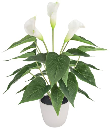 Kepfire 16 Inch Artificial Calla Lily Plant Faux Potted Flowers for Home