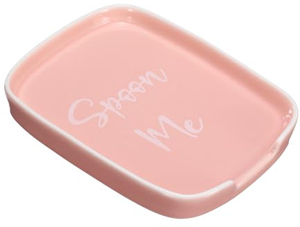 sourcing map Ceramic Spoon Rest for Stove Top, 5.8 Inch Spoon Holder Heat Resistant Utensil Rest for Spatula Ladle Dishwasher Safe Home Coffee Bar Kitchen Decor and Accessories, Pink