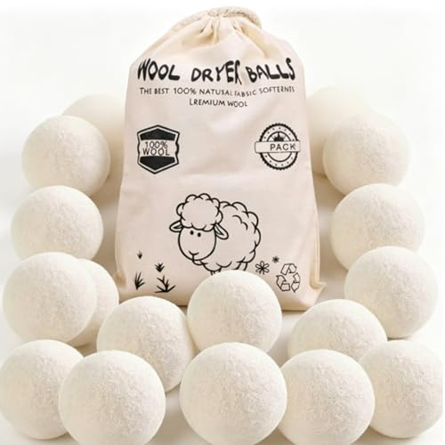 15 PCS Wool Dryer Balls with Storage Bag, Tumble Dryer Balls | Reduce Drying Time and Static Cling, Perfect for Home Laundry, Travel, Dorm Use, 3 cm/1.1 in Diameter