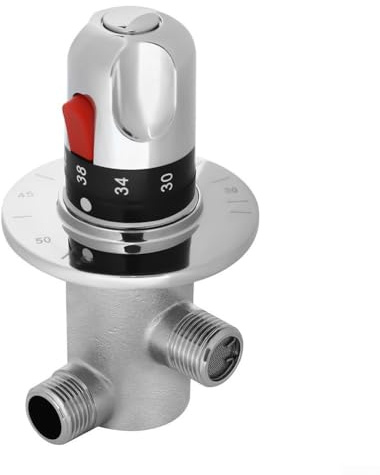 Válvula mezcladora termostática de latón G1/2, acabado cromado con cartucho de control de temperatura de agua fría caliente para duchas, lavabos, bidés, baño, fontanería