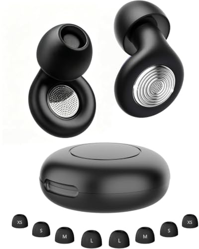 2026 Nuevo Tapones oidos ruido dormir, 45 dB tapones oidos cancelacion de ruido Reutilizables, Protección Auditiva, con 8 Puntas(XS/S/M/L) y Estuche, para estudiar, viajar, concentrarse - Negro
