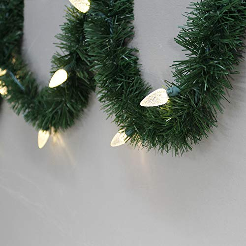 Brite Star 18-Foot Christmas Garland with Warm White Lights - Perfect for Indoor or Outdoor Fireplace Mantle Decor, Kitchen Light, or Christmas Decorations Tree - Pre-lit Pine Garland For Holiday