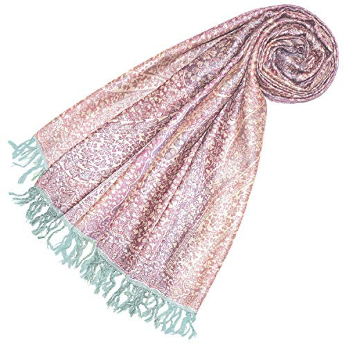 Lorenzo Cana Luxus Wollschal Seidenschal Damenschal Schaltuch Schal jacquard gewebt Naturfasern Flieder Violett 50% Wolle 50% Seide 78580