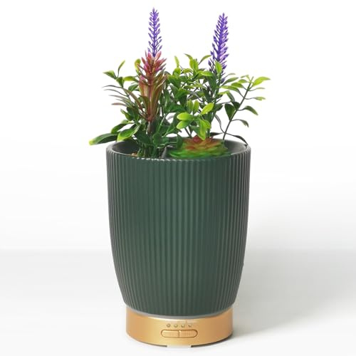 Earnest Living Ätherisches Öl Diffusor Keramik Künstliche Sukkulenten Pflanzen Topf Diffusor 100 ml für Lavendel ätherische Öle Timer Nachtlichter und Auto-Aus-Funktion Luftbefeuchter Aromatherapie