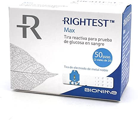 TIRAS REACTIVAS GLUCEMIA RIGHTEST MAX 50 UNIDADES