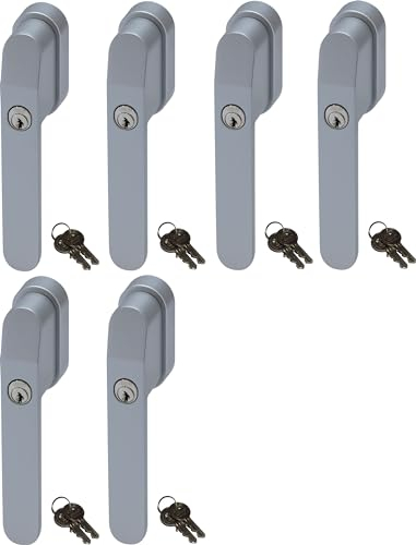 ABUS FG400S, abschließbarer Fenstergriff in Silber im Set 6 Stück, alle gleichschließend AL0089 mit zwölf Schlüsseln