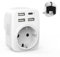 Clomnpe Adaptador Enchufe UK, Adaptador Enchufe Europeo/Español a Reino Unido con 3 USB y 1 USB C, Tipo G Plug para Ingles, Inglaterra, Londres, Irlanda, Escocia