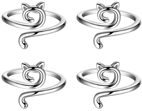 4pcs Knitting Crochet Loop Ring for Fingers, Knitting Ring Adjustable, Crochet Supplies DIY Crafts, Braided Faster Accessories for Mother Grandma Gifts, Silver