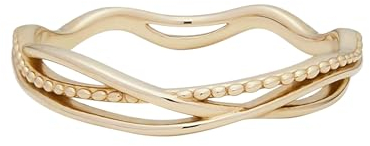 KnBoB 9 Karat Gold Ring für Damen, Welle Echtschmuck Hochzeitsringe Eheringe Schmuck Größe 62 (19.7)