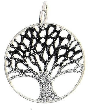 Holyart Ciondolo Albero Vita Argento 925 diamantato Bianco Nero 2 cm