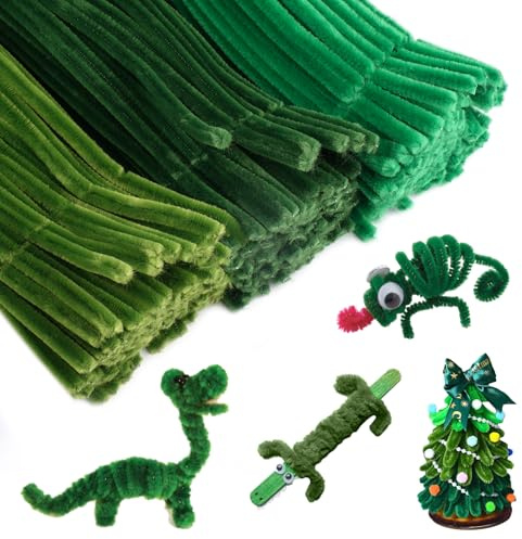 300 Limpiadores de Pipas para Manualidades 30cm x 6mm Limpiapipas Manualidades Flexible y Recortable Línea Chenilla Limpiapipas Verde para Proyectos Creativos Decoración Flores Artificiales Artesanías