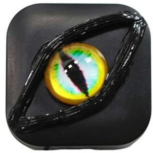 Devil's Eye Contact Lenses Box - Halloween Contact Lenses, Durable Leak-Proof Case for Color, Compact Travel Organizer with Separate Chambers for Halloween, Cosplay and Storage Needs (Yellow)