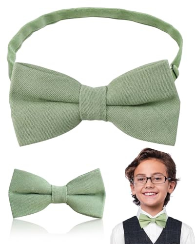 FUGLUS Nœud Papillon Homme et Enfant Vert, Nœud Papillon pour Homme Réglable en gabardine, Couleur unie Noeud papillon pour Noeud papillon pour enfants et hommes pour Mariage Fête