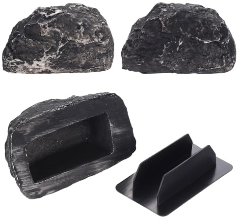SiGuLiKeJi 2 Pcs Piedra para Guardar Llave, Piedra Que Esconde Llaves con Compartimentos Secretos, Caja Fuerte Camufladas, escondites y Secretos para búsquedas del Tesoro al Aire Libre