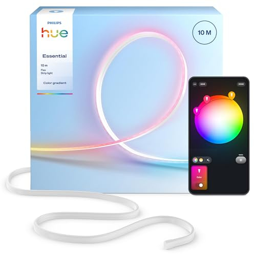 Hue Essential 10-Meter-LED-Flex-Lightstrip, RGBIC, lebendige Farben, flexible Innenbeleuchtung, einfache Installation, App- und Sprachsteuerung, kompatibel mit Alexa, Google Assistant und Apple Home