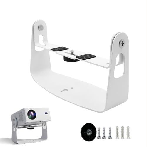 xyuayamz Soporte Proyector Pared, Soporte Proyector Techo Ajustable con Rotación de 360°, Mini Projector Stand, Estante para Projector para Cine en Casa Oficina Sala de Juegos, Metálico, Blanco