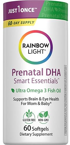 Rainbow Light Prenatal DHA Vitamins for Women | 60 Softgels | Omega 3 Fish Oil (DHA & EPA) | Supports Mom & Baby’s Health from Conception to Nursing