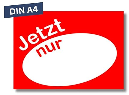 Pokornys – 10x DIN A4 Werbeplakat “JETZT nur” als Kundenstopper I Werbeschild/Aufsteller für Aktionsartikel & reduzierte Ware I Rabatt Plakat in Rot/Weiß mit Textfeld