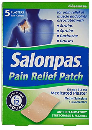 Salonpas Pain Relief Patch - 5 Pack - Medicated Plaster for Joint & Muscle Pain