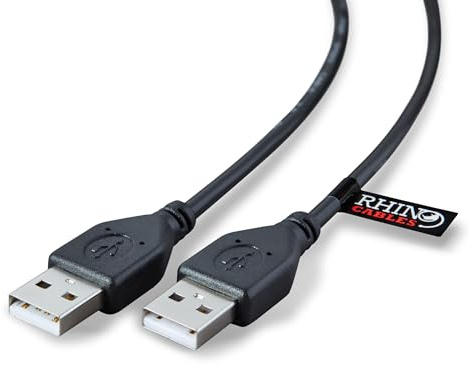 rhinocables USB 2.0 A to A High-Speed Extension Cable - Shielded Male-to-Male Lead for Printers, Hard Drives, Keyboards, Scanners & USB Hubs | 480 Mbps Data Transfer | Snagless Design (1, 1.8m)