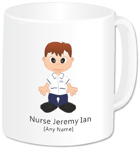 Personalised Nurse Male Jumbo Giant 20oz Mug (White Top, Navy Trousers, Navy Trim) - (A GoPersonalised Design)