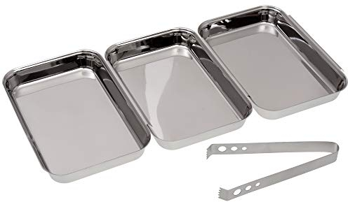 Set pour panures Gräwe - 4 pièces - 3 récipients en acier (22 x 14,5 cm) et 1 pince