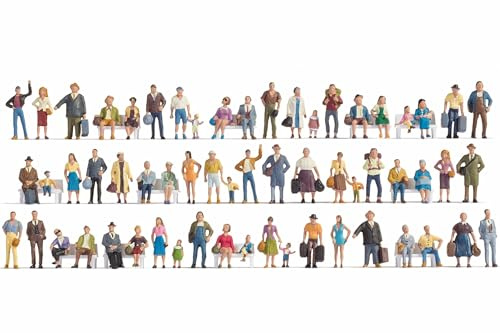NOCH® Mega-Spar-Set Figuren, handbemalte Modellfiguren, 60 Stück für Bahnhofs- und Stadtszenen, für die Spurweite H0