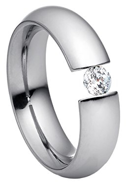 Heideman Ring Damen Intensio aus Edelstahl silber farbend poliert Damenring für Frauen mit Stein Zirkonia weiss im Brillant Schliff 4mm